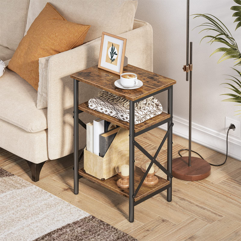 Narrow end table with shelves discount